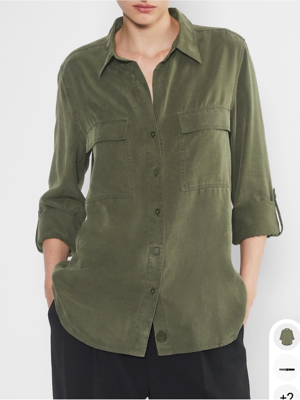 Aritzia Olive Utility Babaton Shirt Button-Down